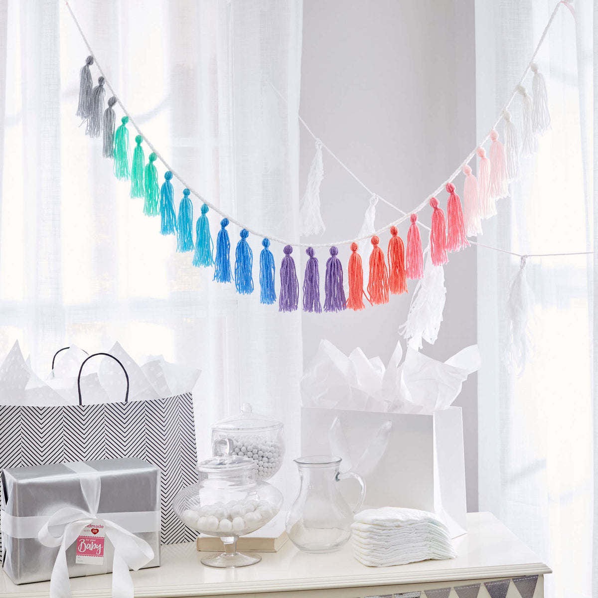 Crochet Garland made in Red Heart Baby Hugs Light Yarn