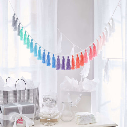 Red Heart Tassel Garland Crochet Garland made in Red Heart Baby Hugs Light Yarn