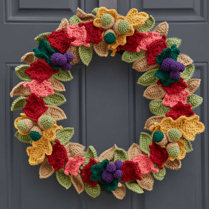 Red Heart Crochet Fabulous Fall Wreath Crochet Wreath made in Red Heart With Love Yarn