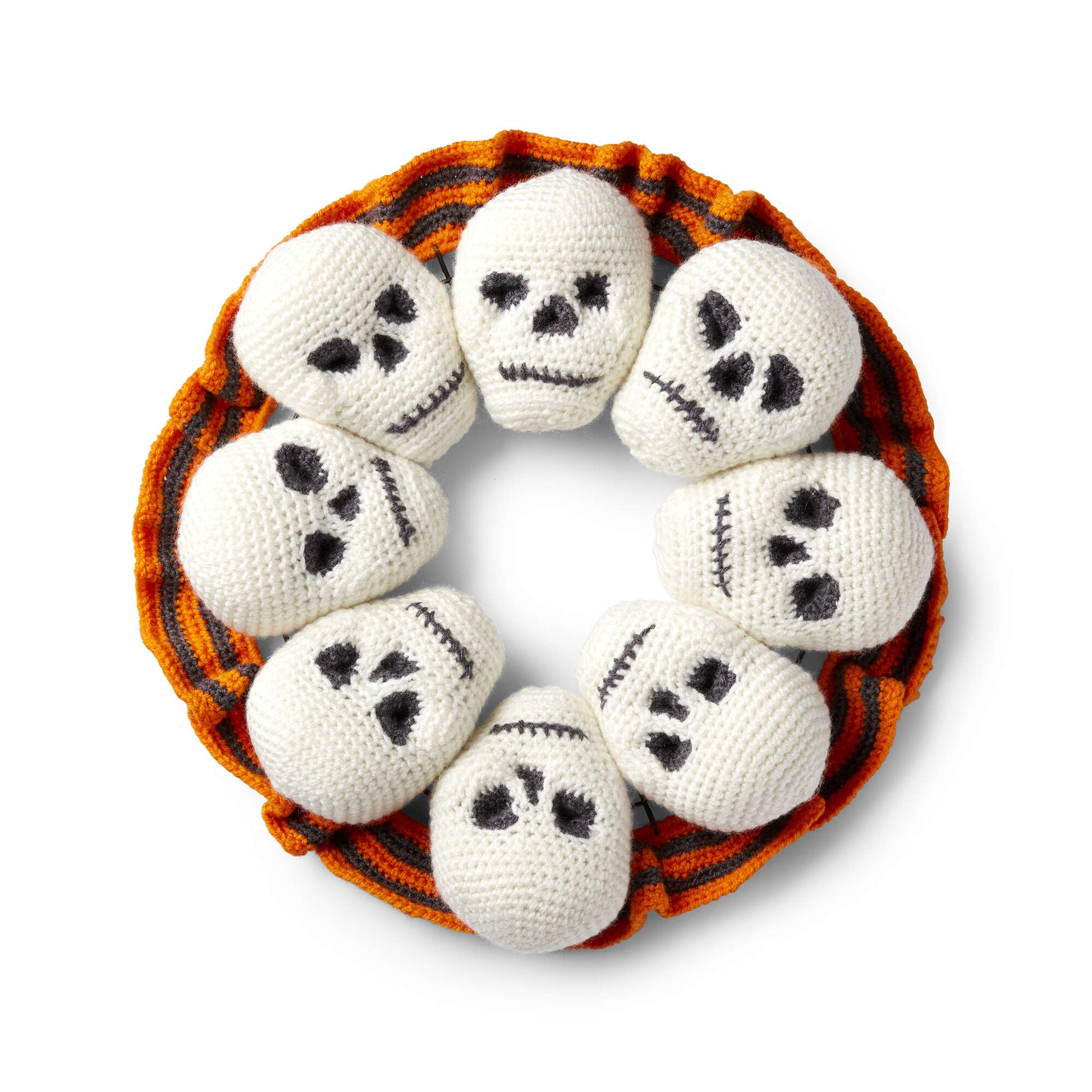 Free Red Heart Crochet Circle Of Skulls Wreath Pattern