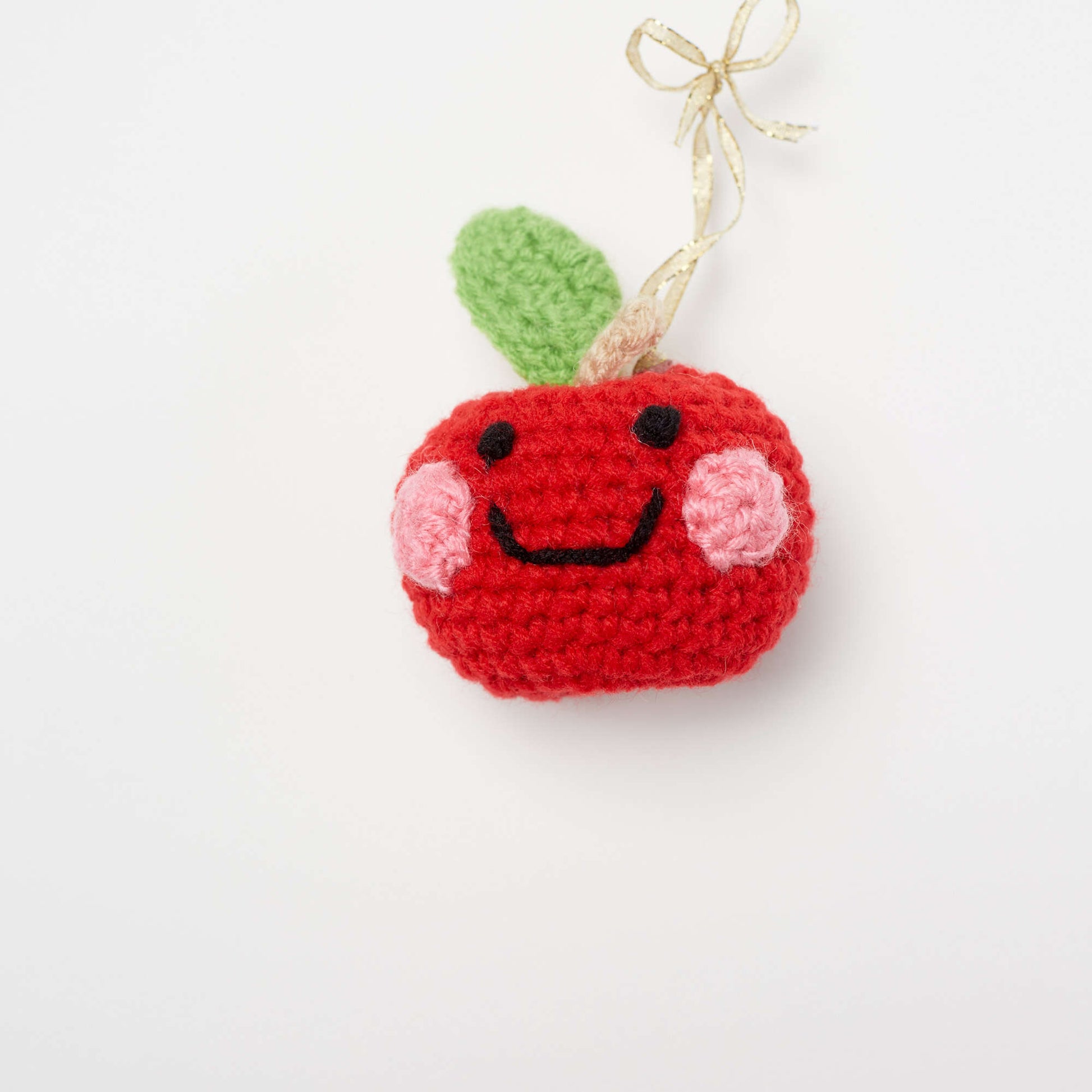 Free Red Heart Cheeky Apple Ornament Crochet Pattern