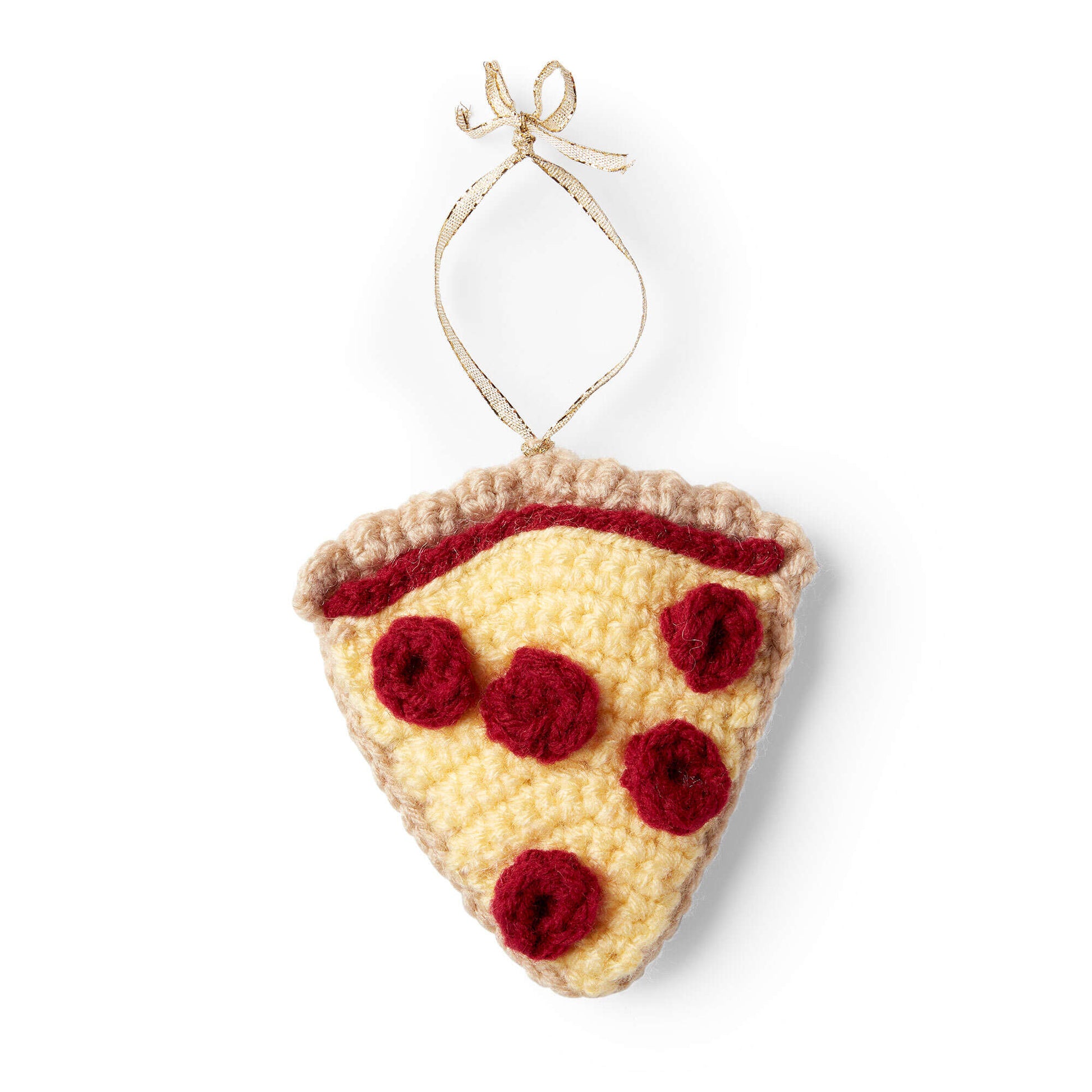 Free Red Heart Crochet Slice Of Pizza Ornament Pattern