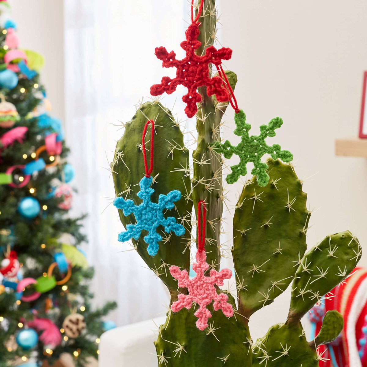 Crochet Snowflakes made in Red Heart Super Saver Yarn