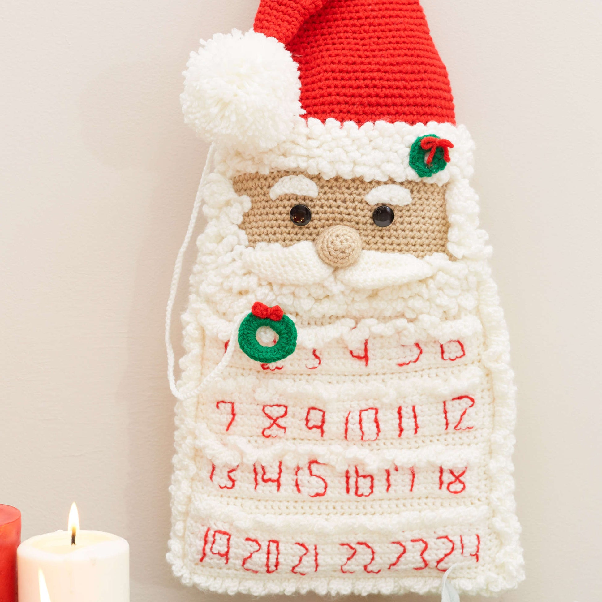 Free Red Heart Crochet Santa Advent Calendar Pattern