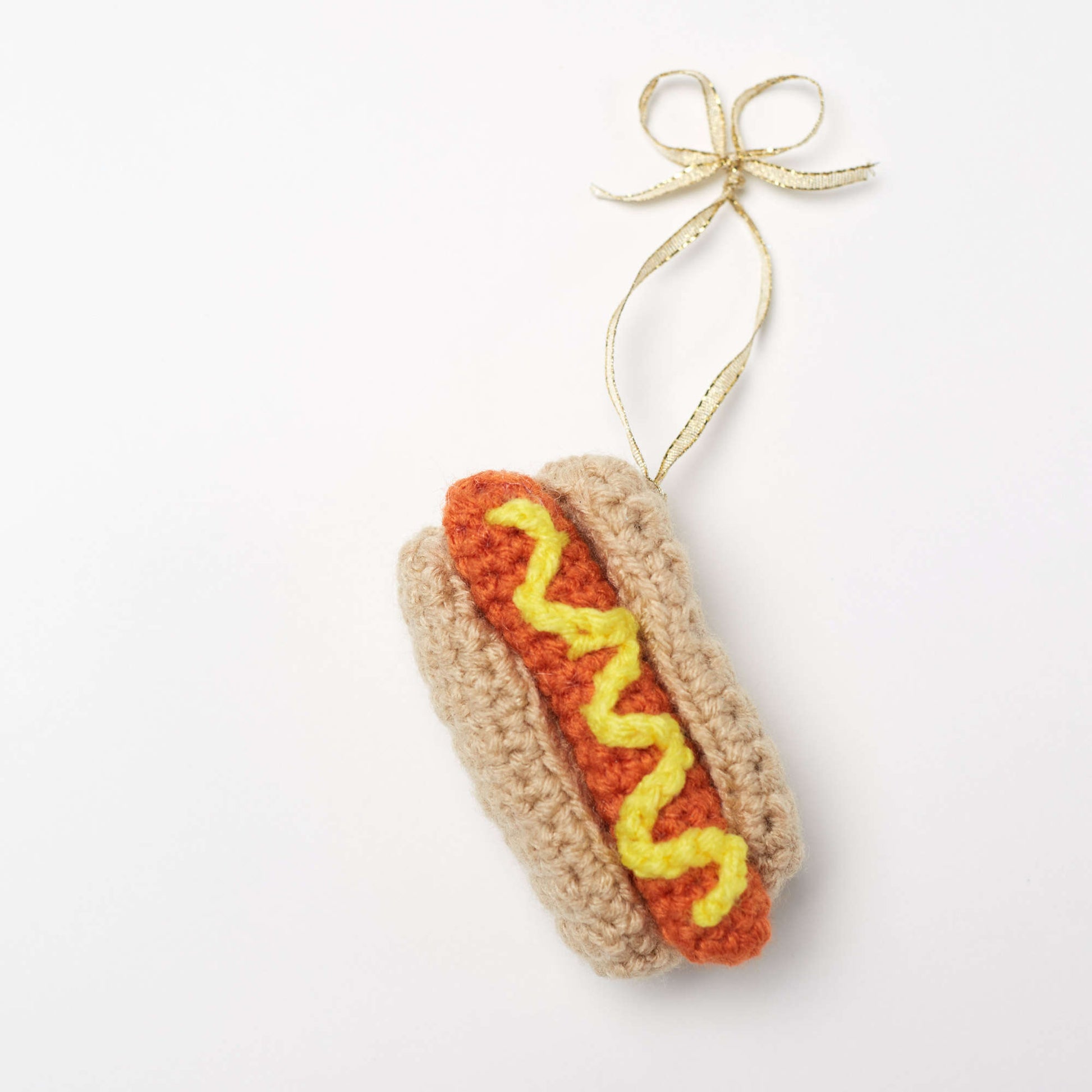 Free Red Heart Crochet Hot Dog Ornament Pattern