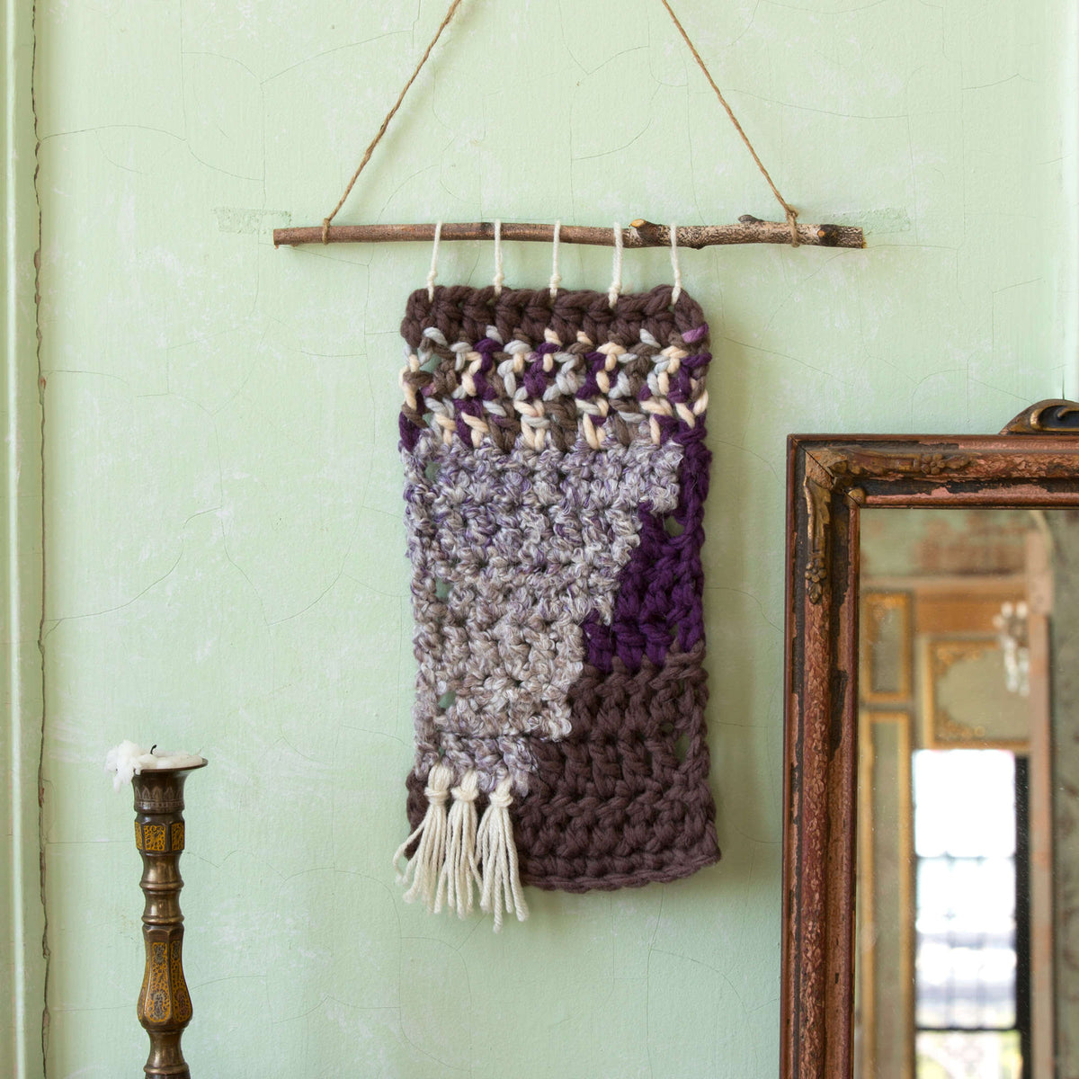 Crochet Hanging made in Red Heart Mixology Solids Yarn