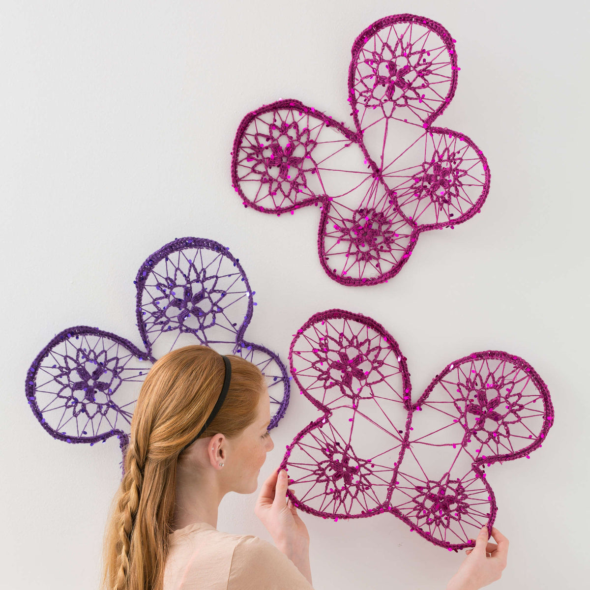 Crochet Wall Art made in Red Heart Boutique Yarn