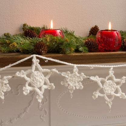 Red Heart Snowflake Garland Crochet Interior Décor made in Red Heart Super Saver yarn