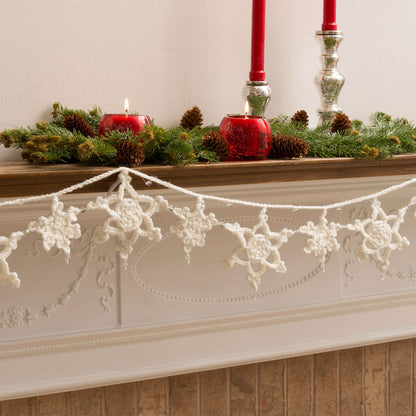 Red Heart Snowflake Garland Crochet Interior Décor made in Red Heart Super Saver yarn