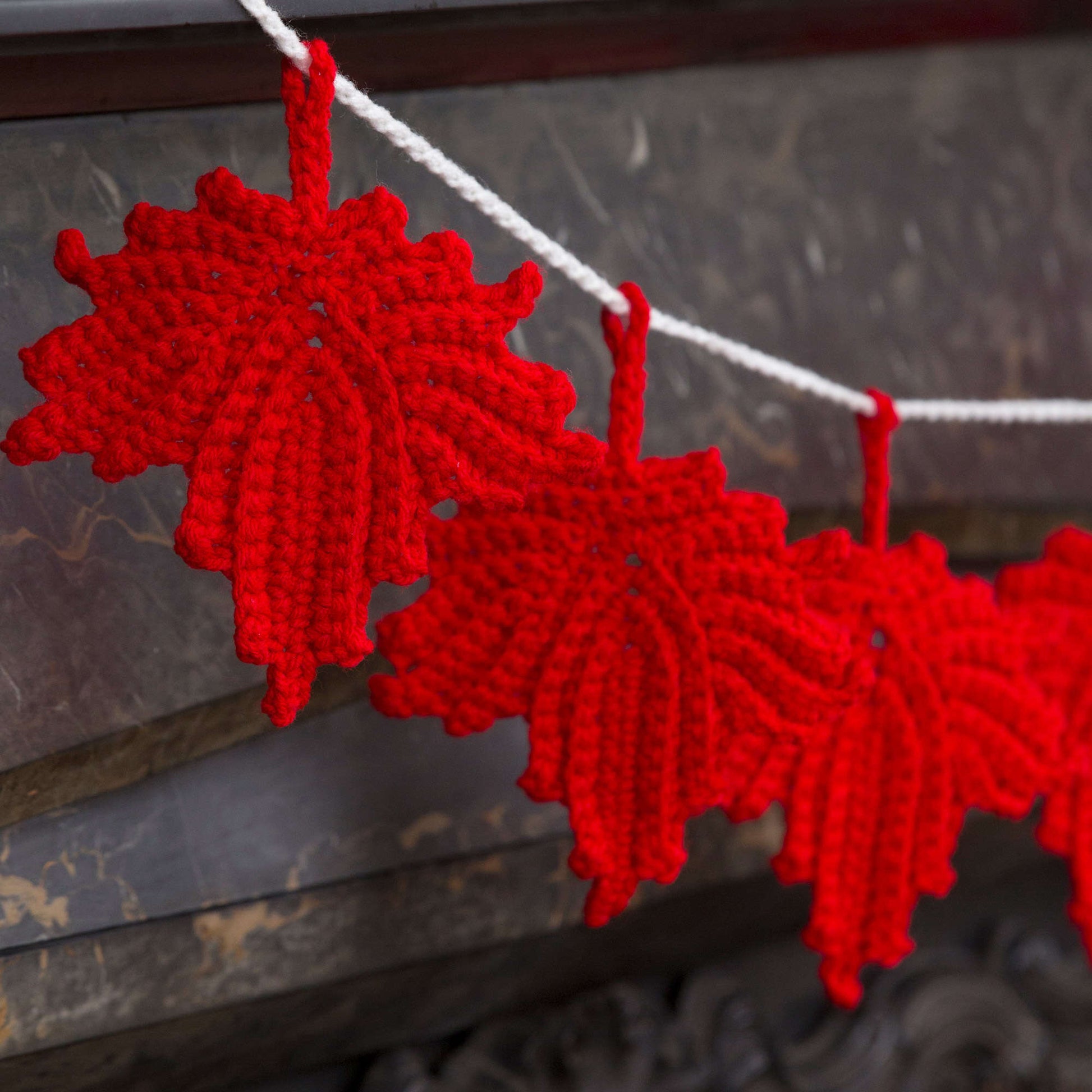 Free Red Heart Crochet Maple Leaf Banner Pattern