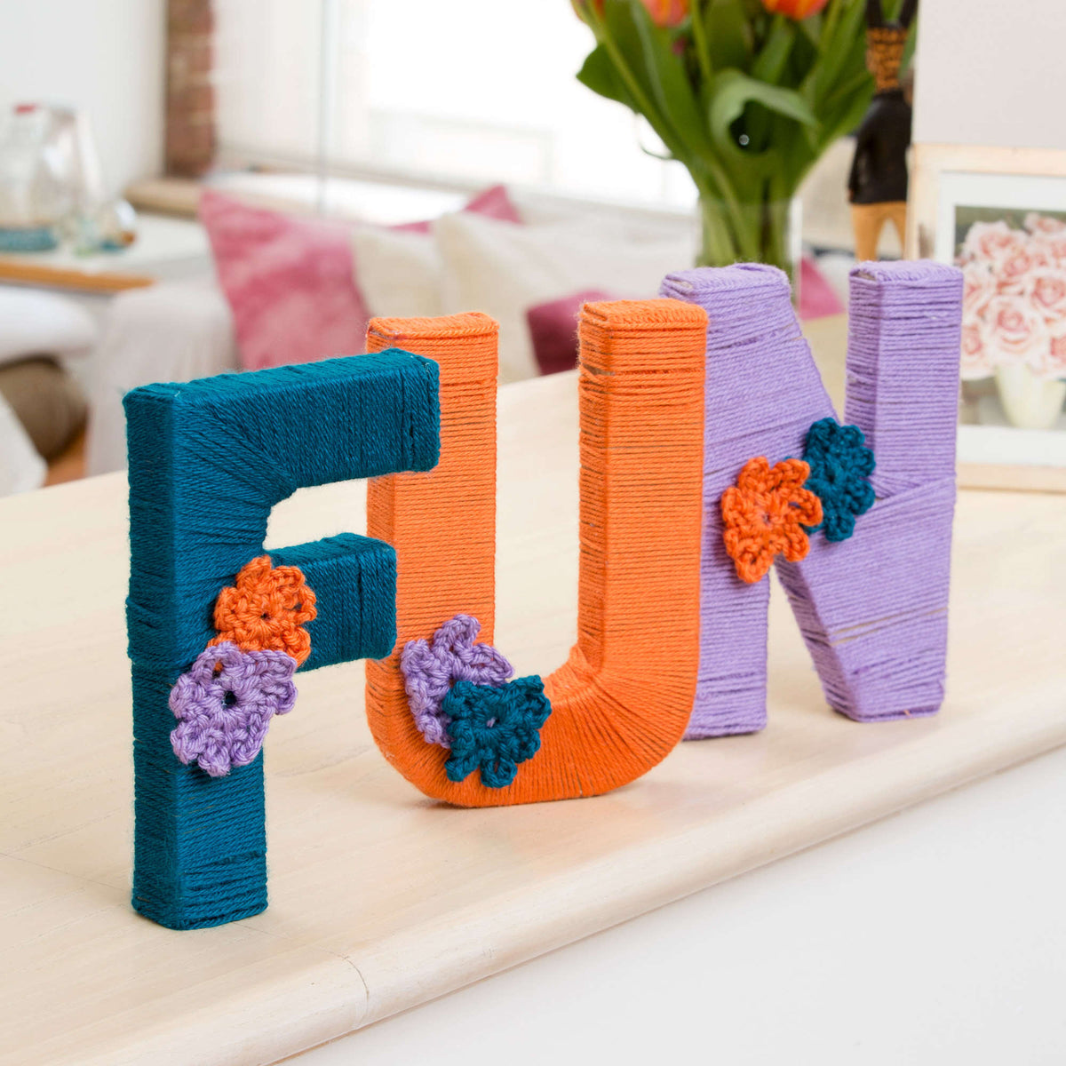 Crochet Letters made in Red Heart Soft Yarn