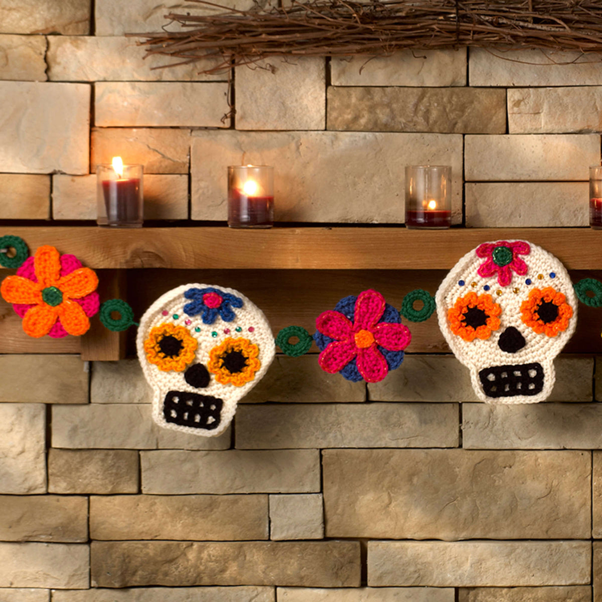 Crochet Garland made in Red Heart Super Saver Yarn