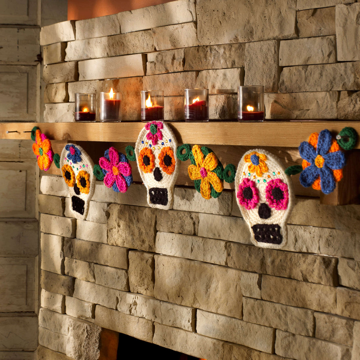 Crochet Garland made in Red Heart Super Saver Yarn