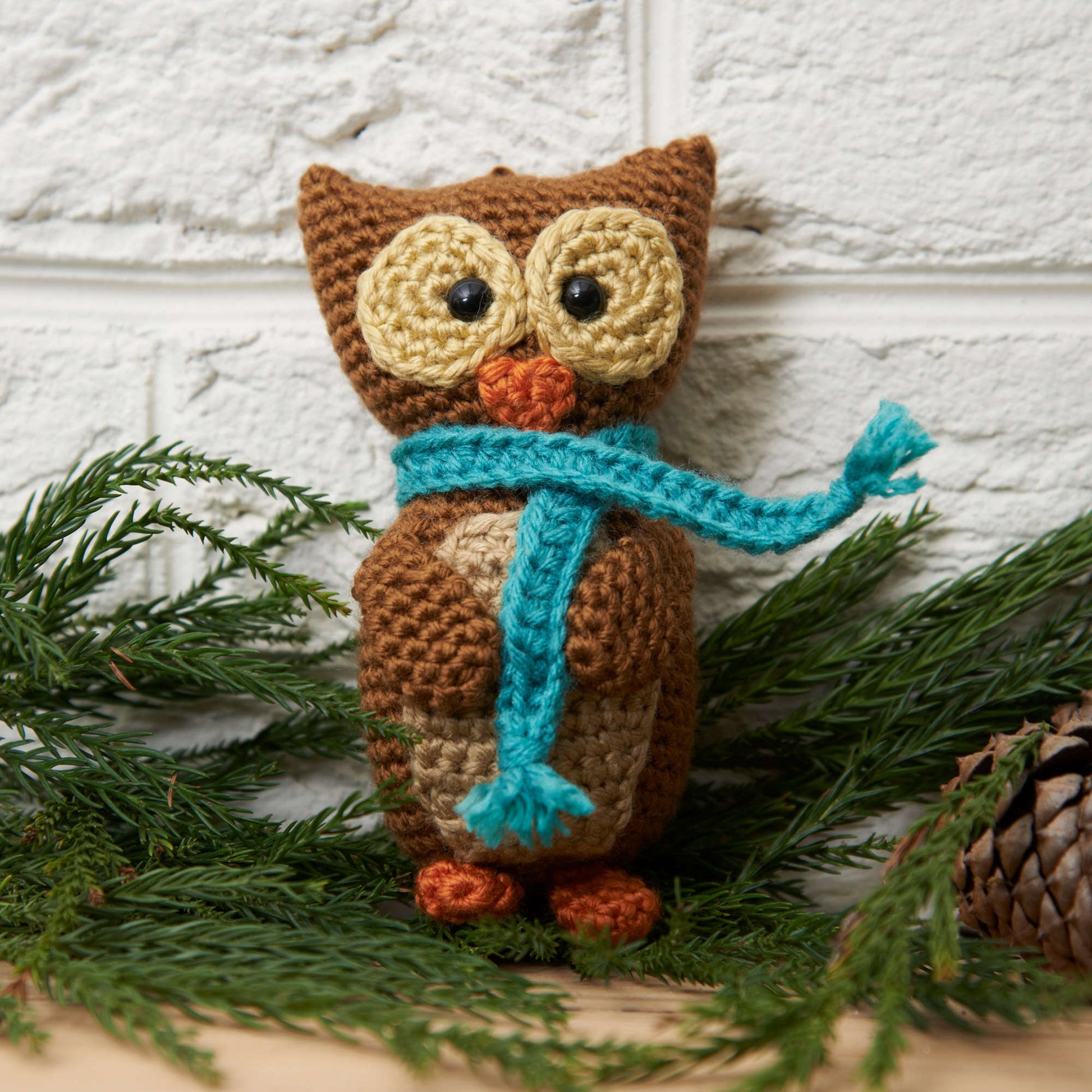 Free Red Heart Crochet Wise Owl Ornament Pattern