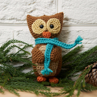 Red Heart Crochet Wise Owl Ornament Crochet Ornament made in Red Heart Soft Yarn