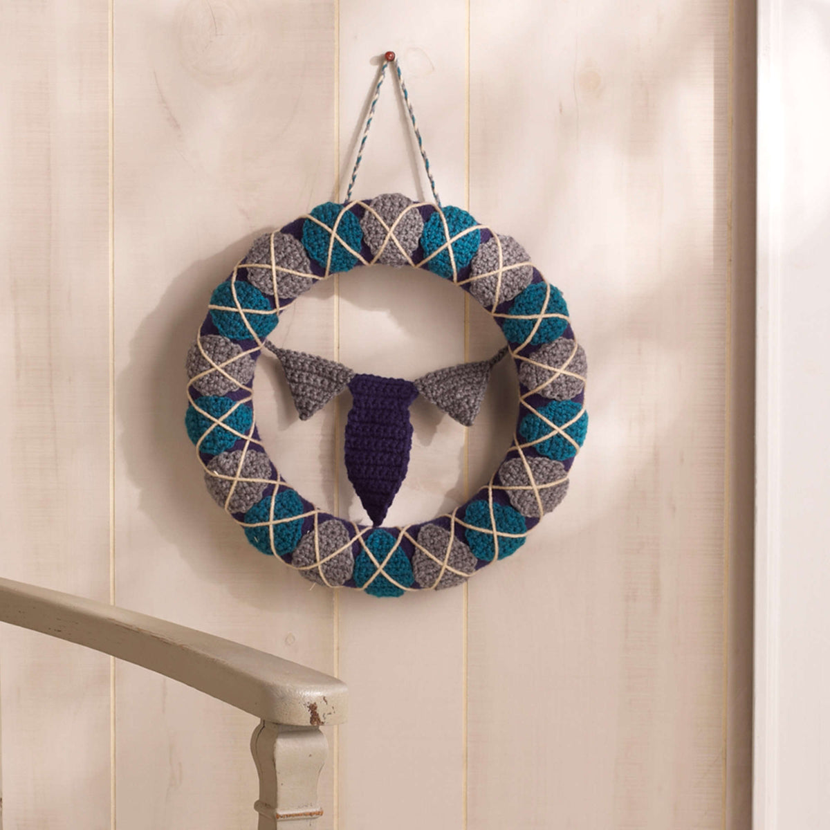 Crochet Wreath made in Red Heart Super Saver Yarn