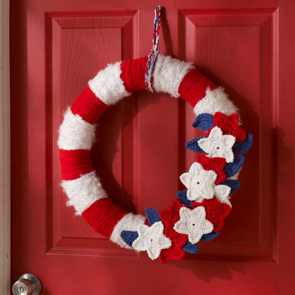 Red Heart Crochet Stars & Stripes Wreath Crochet Wreath made in Red Heart Light & Lofty Yarn