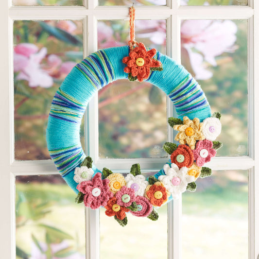 Crochet Wreath made in Red Heart Super Saver Yarn