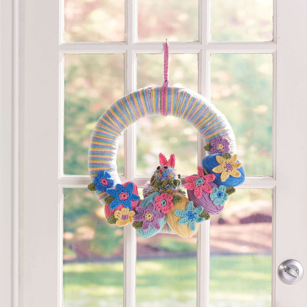 Crochet Wreath made in Red Heart Super Saver Yarn