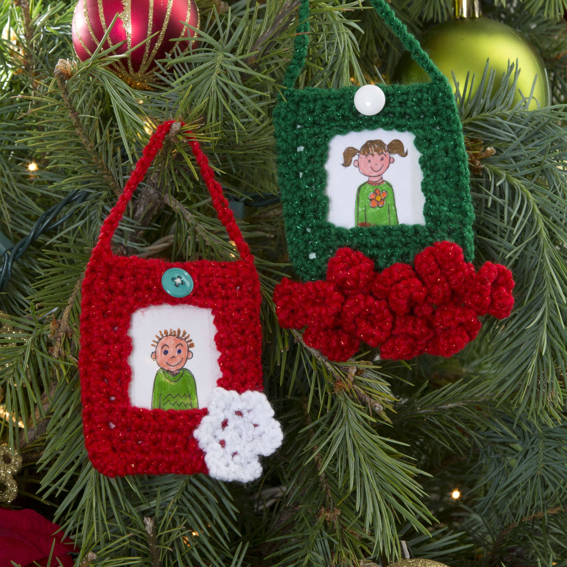 Free Red Heart Festive Ornament Frames Crochet Pattern
