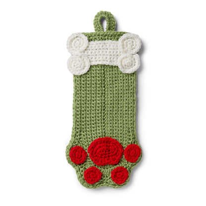 Red Heart Dog Paws Christmas Stocking Crochet Single Size