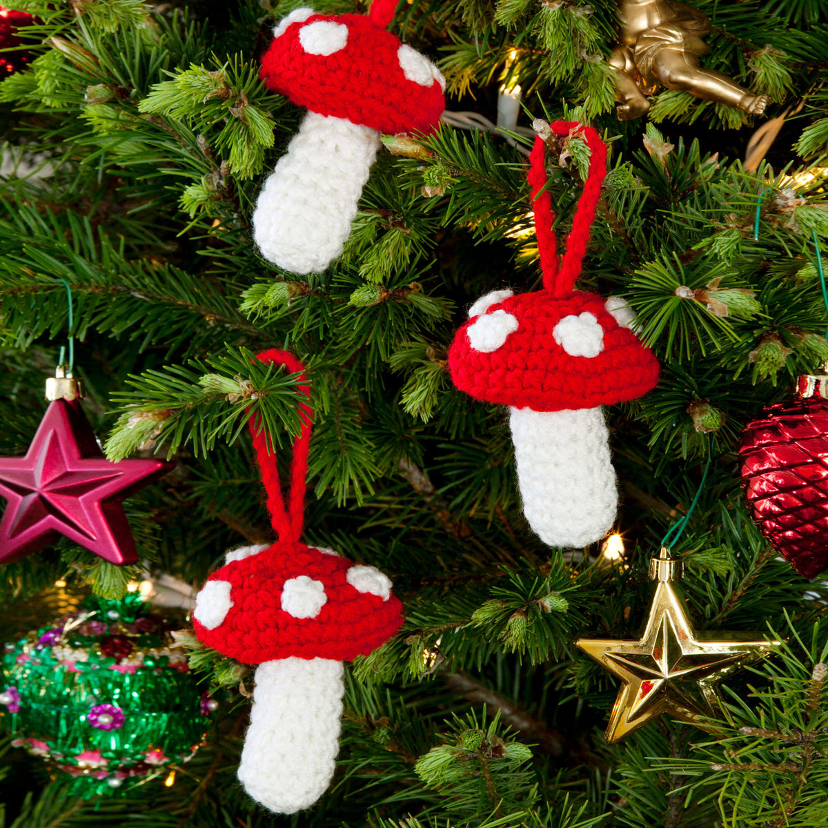 Crochet Ornaments made in Red Heart Super Saver Yarn