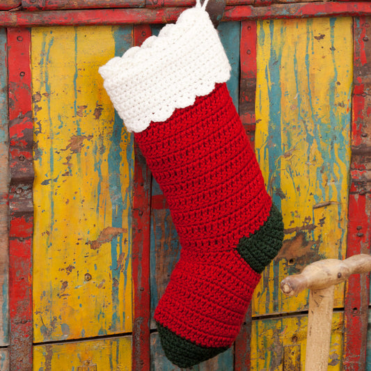 Red Heart Crochet Christmas Stocking Pattern Tutorial Image