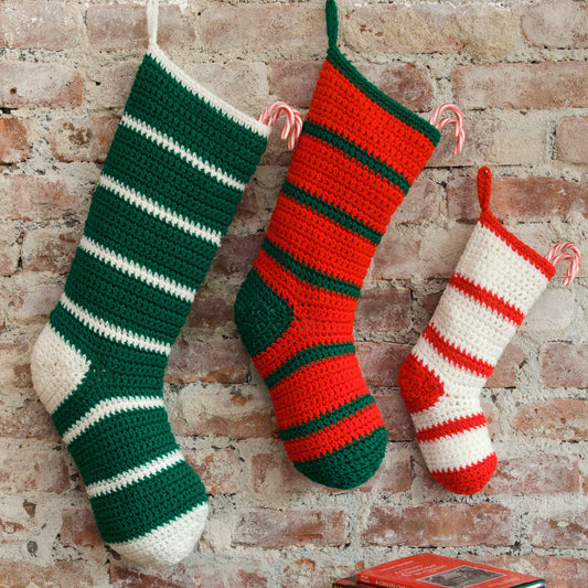 Red Heart Waiting For Santa Stockings Pattern Tutorial Image
