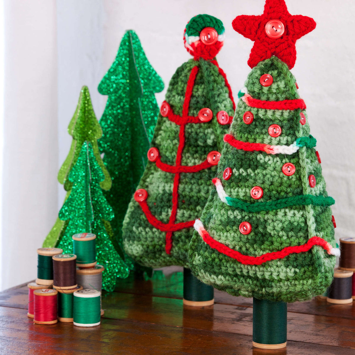 Crochet Holiday Décor made in Red Heart Super Saver Yarn