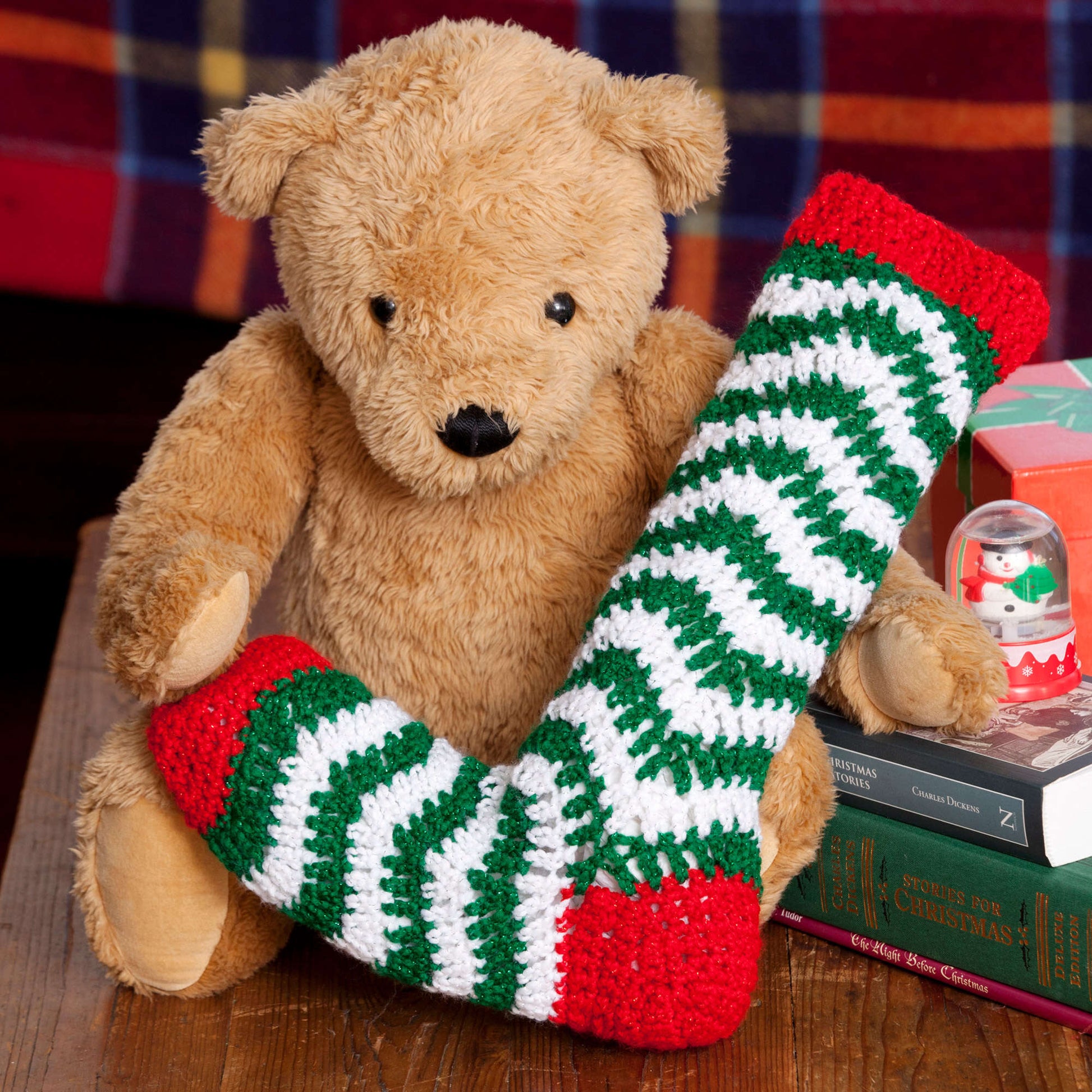 Free Red Heart Crochet Holiday Ripple Stocking Pattern