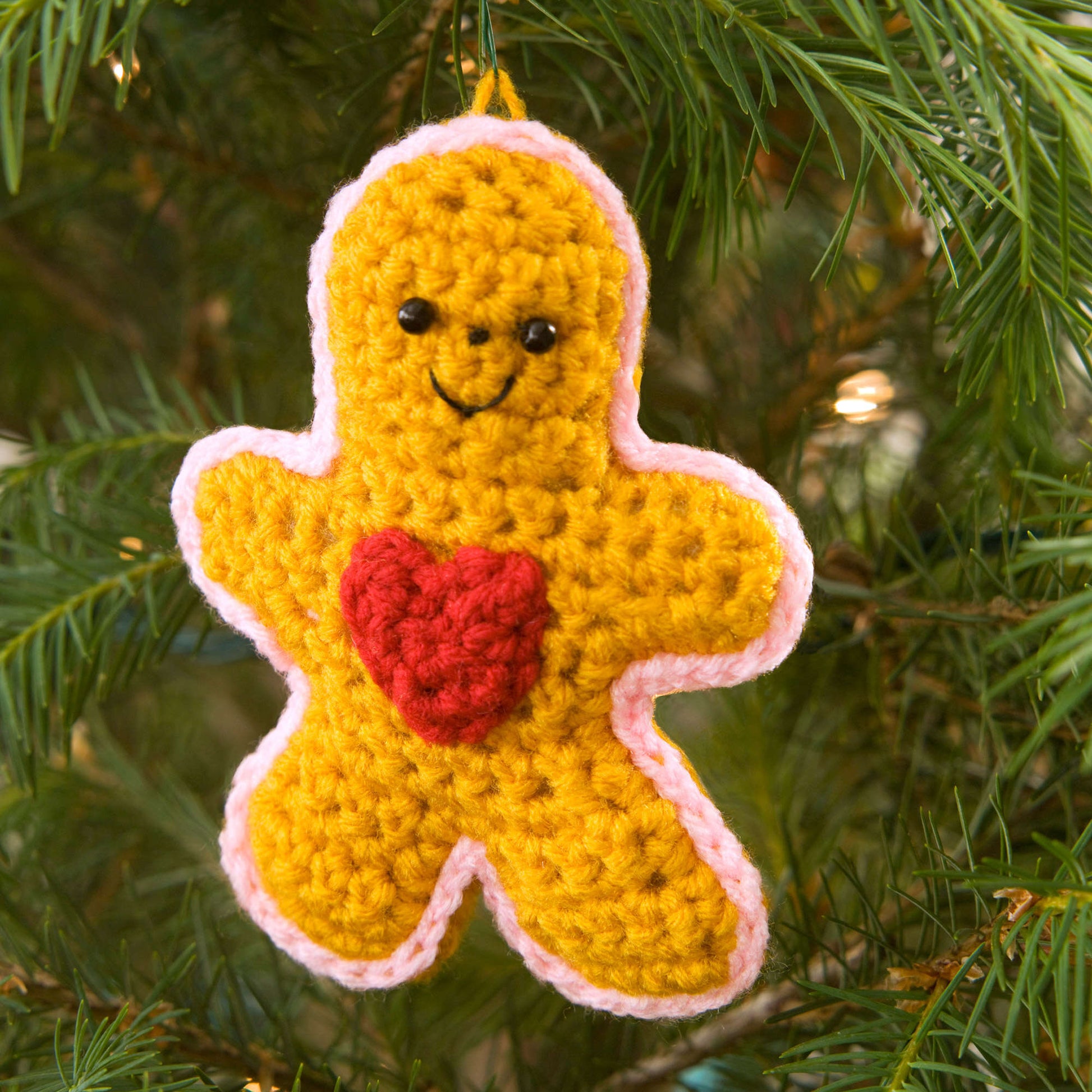 Free Red Heart Gingerbread Boy With Heart Ornament Crochet Pattern