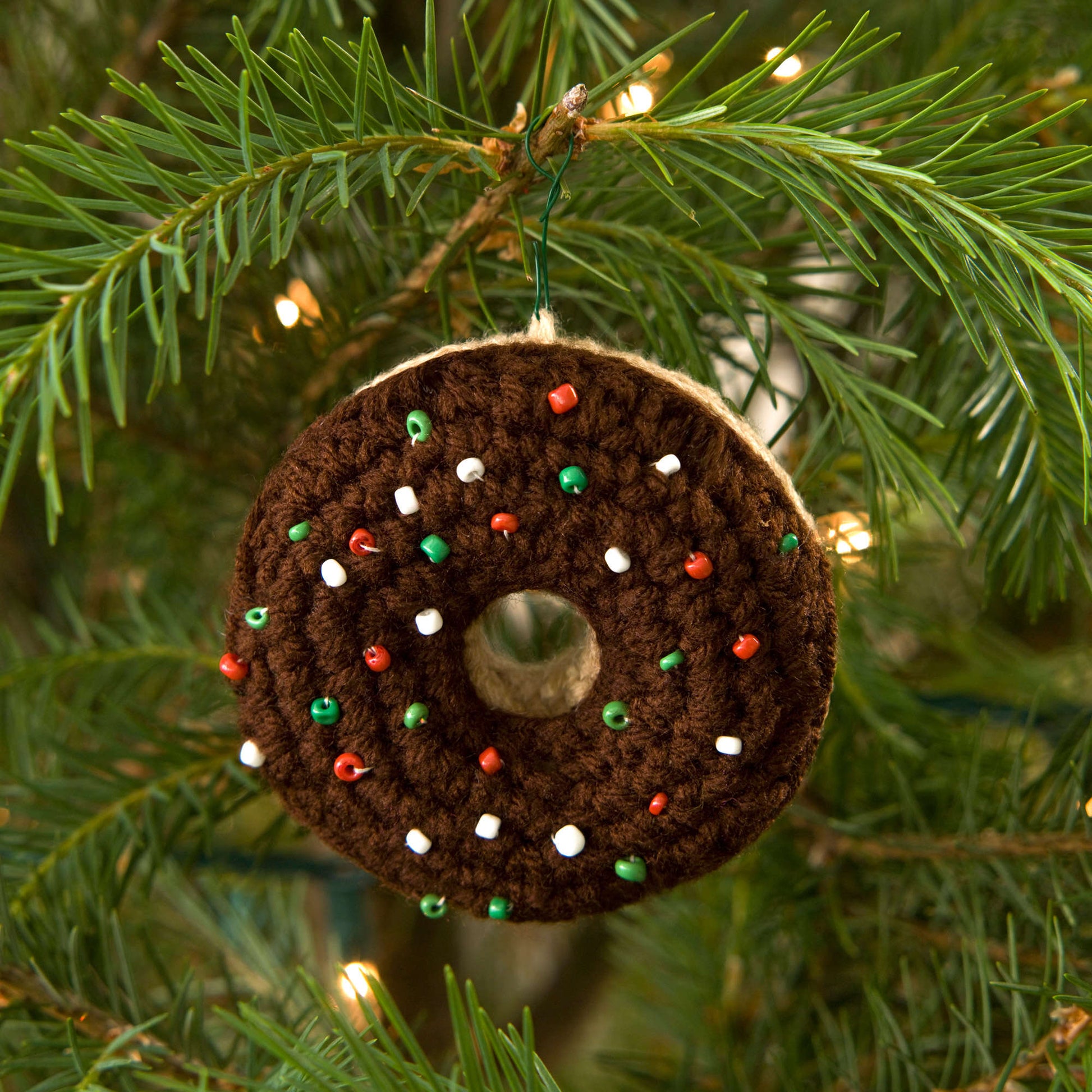 Red Heart Crochet Doughnut Ornament