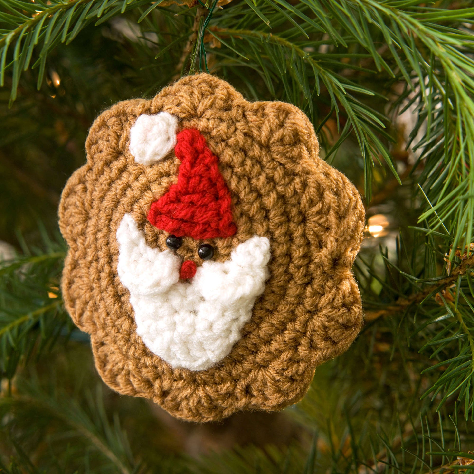 Free Red Heart Crochet Santa Cookie Ornament Pattern