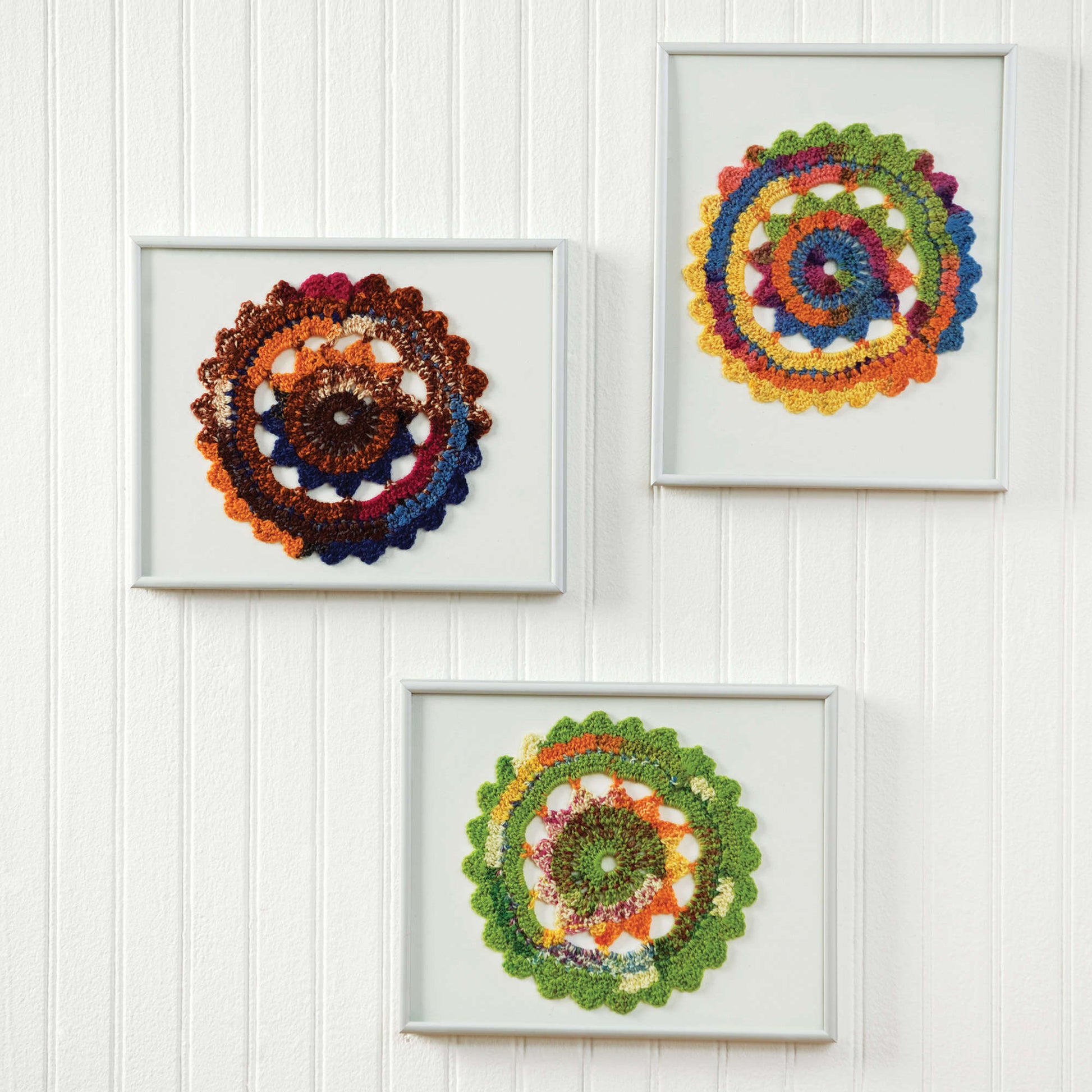 Free Red Heart Colorful Crochet Doilies Pattern
