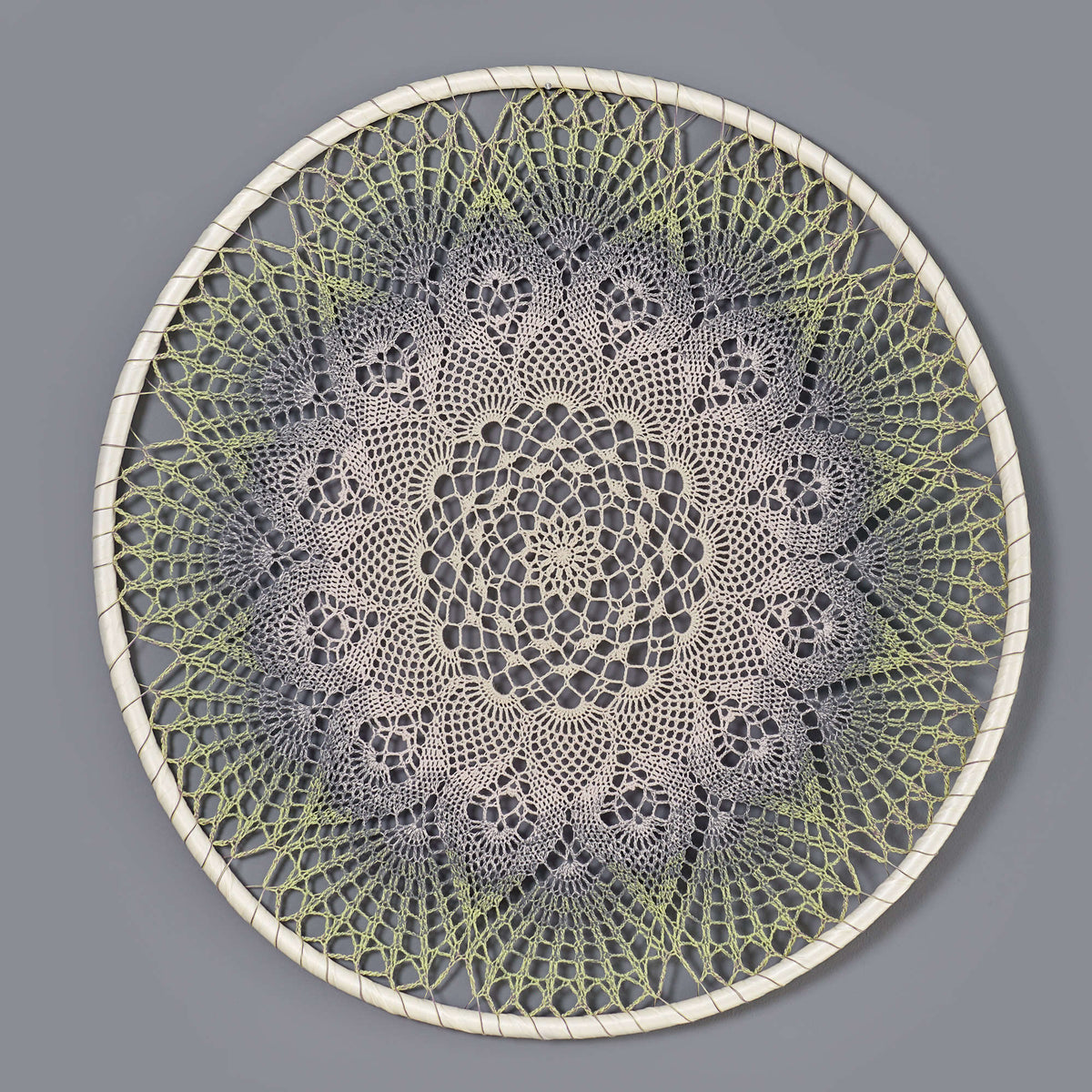 Crochet Dream Catcher made in Red Heart It's a Wrap Rainbow Yarn