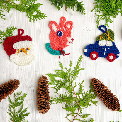 Red Heart Driving Home for Christmas Crochet Ornament Single Size