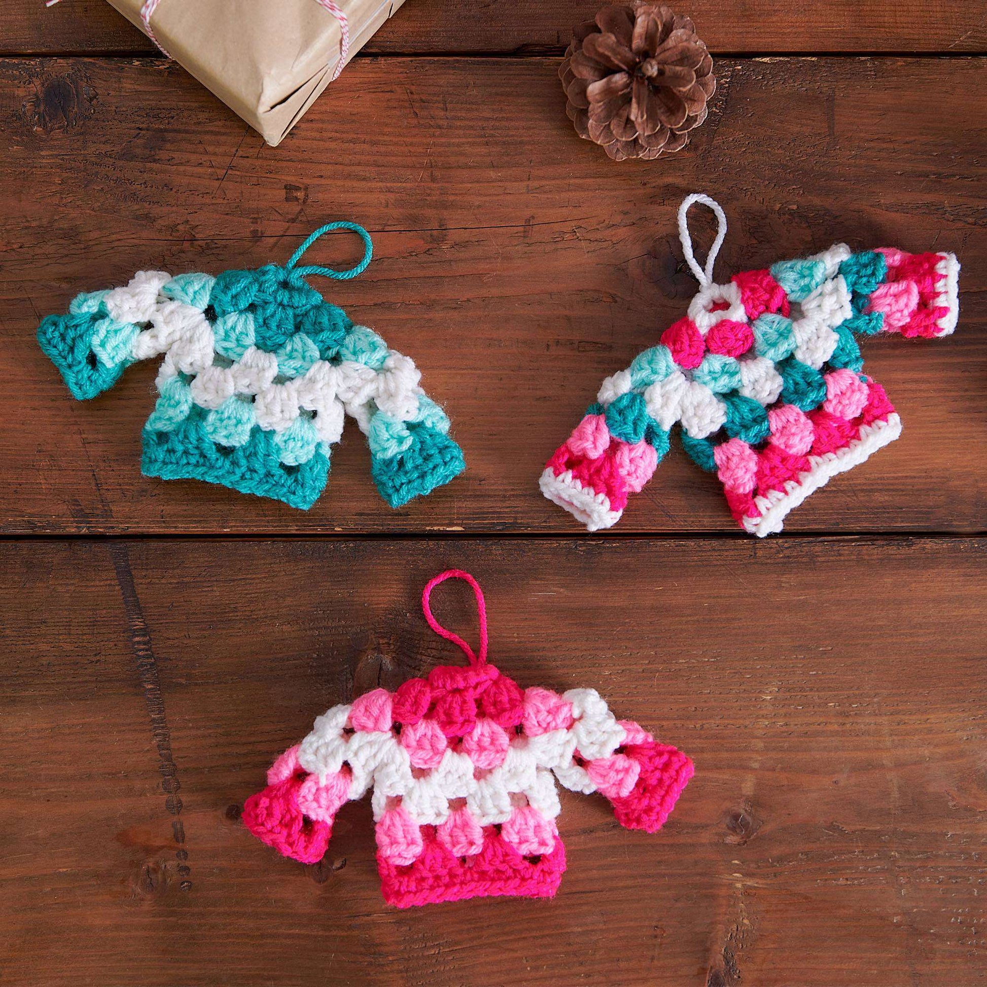 Free Red Heart Crochet Granny Sweater Ornament Pattern