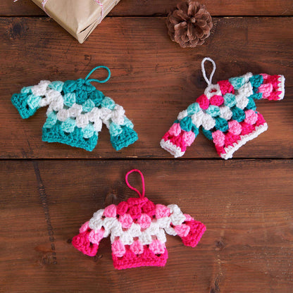Red Heart Crochet Granny Sweater Ornament Version 2