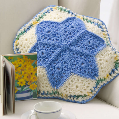 Red Heart Crochet Alaska Snow Flowers Pillow Crochet Pillow made in Red Heart Super Saver Yarn