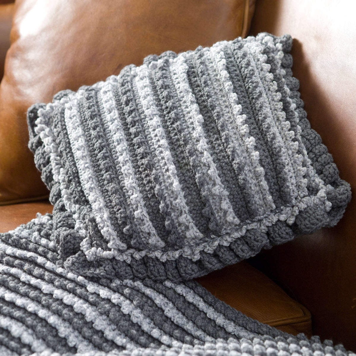 Crochet Pillow made in Red Heart Fiesta Yarn