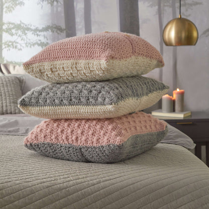 Red Heart Crochet Luxe Pillow Trio Crochet Pillow made in Red Heart Dreamy Yarn