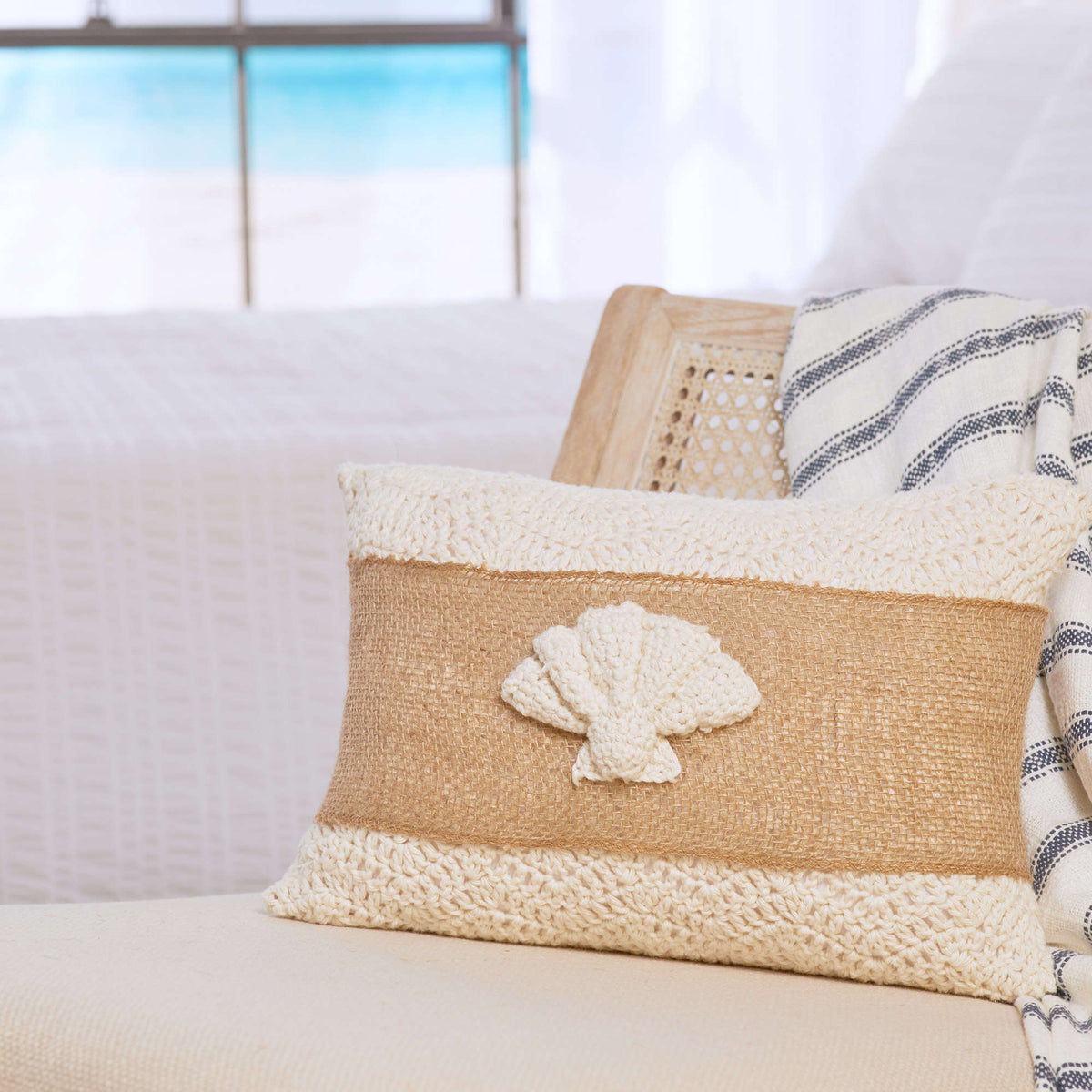 Crochet Pillow made in Red Heart Scrubby Smoothie Yarn