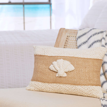 Red Heart Scallop Shell Crochet Pillow Crochet Pillow made in Red Heart Scrubby Smoothie Yarn