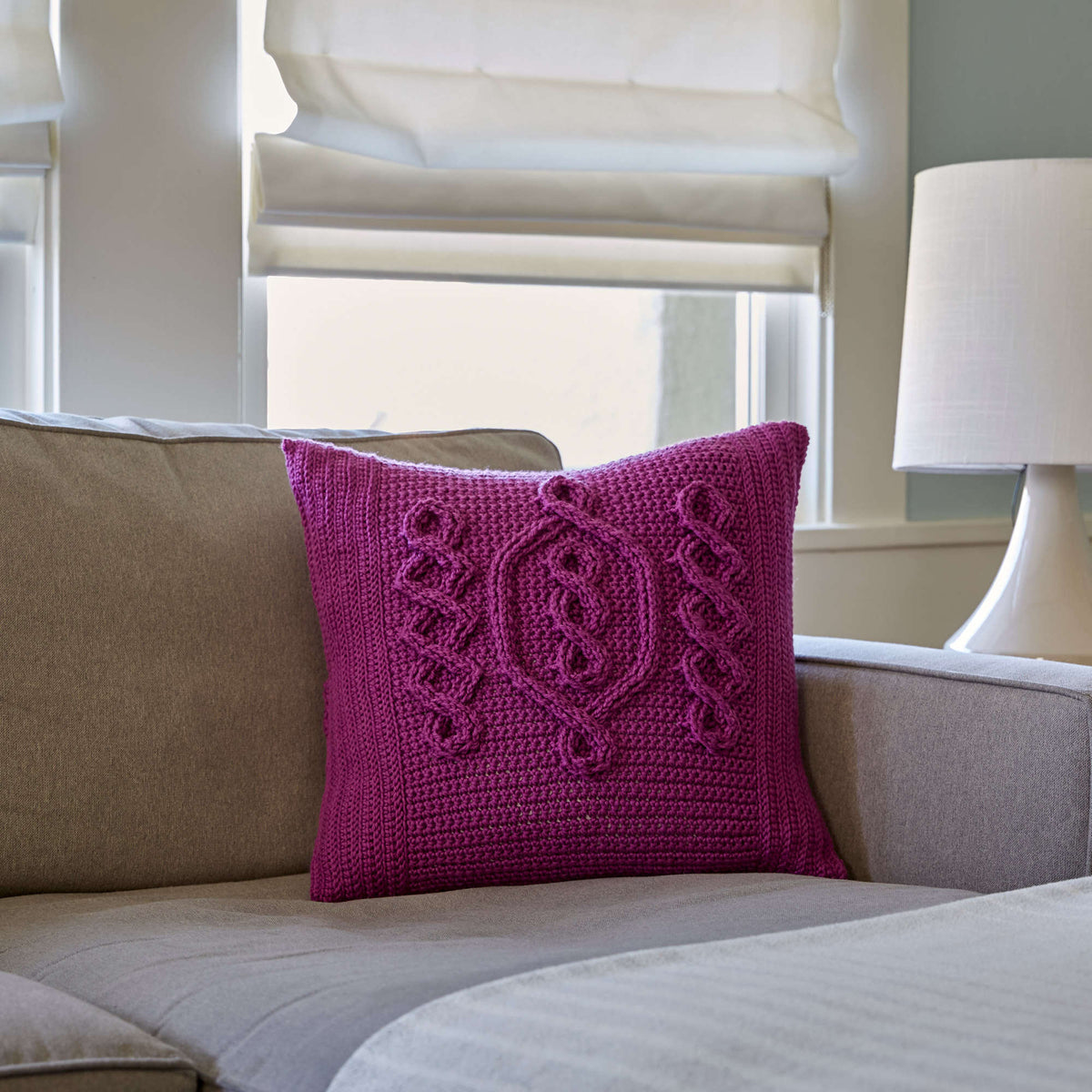 Crochet Pillow made in Red Heart Chic Sheep Yarn