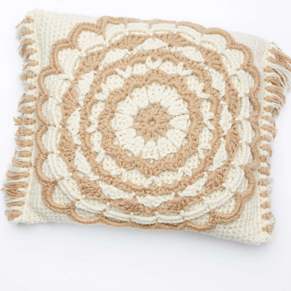 Red Heart Crochet Fringed Mandala Pillow Crochet Pillow made in Red Heart With Love Yarn