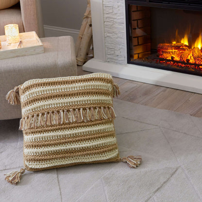 Red Heart Peaceful Stripes Pillow Crochet Pillow made in Red Heart With Love Yarn