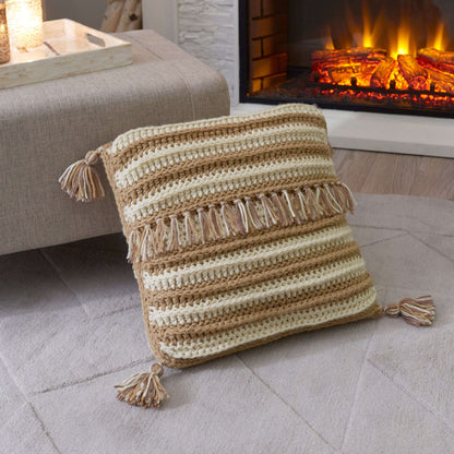 Red Heart Peaceful Stripes Pillow Crochet Pillow made in Red Heart With Love Yarn