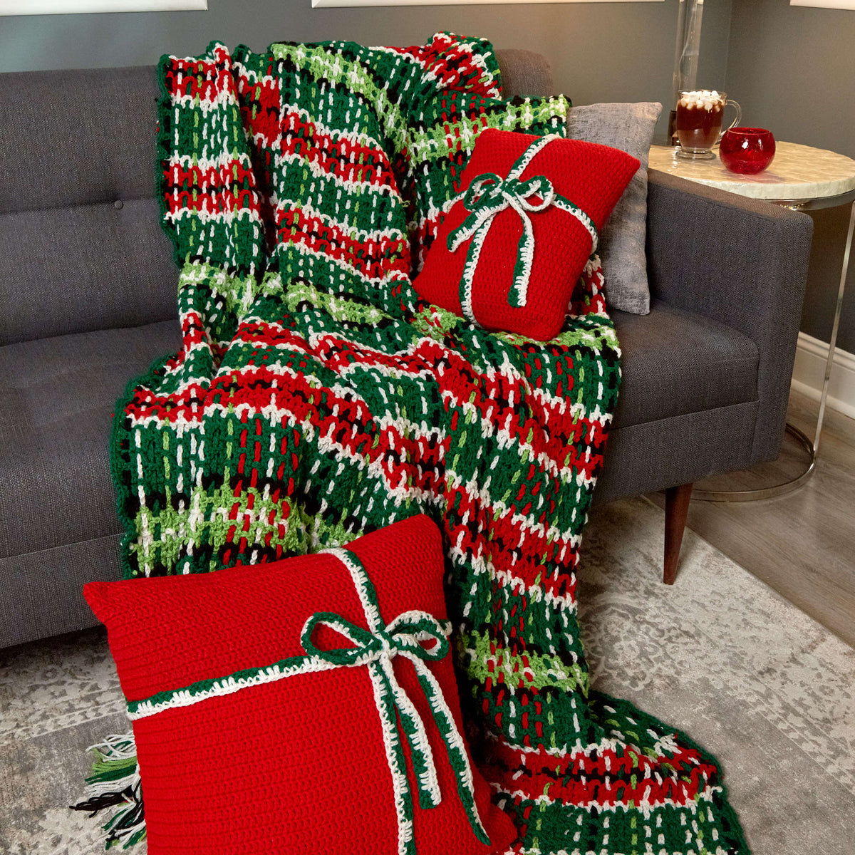 Crochet Pillow made in Red Heart Super Saver Yarn