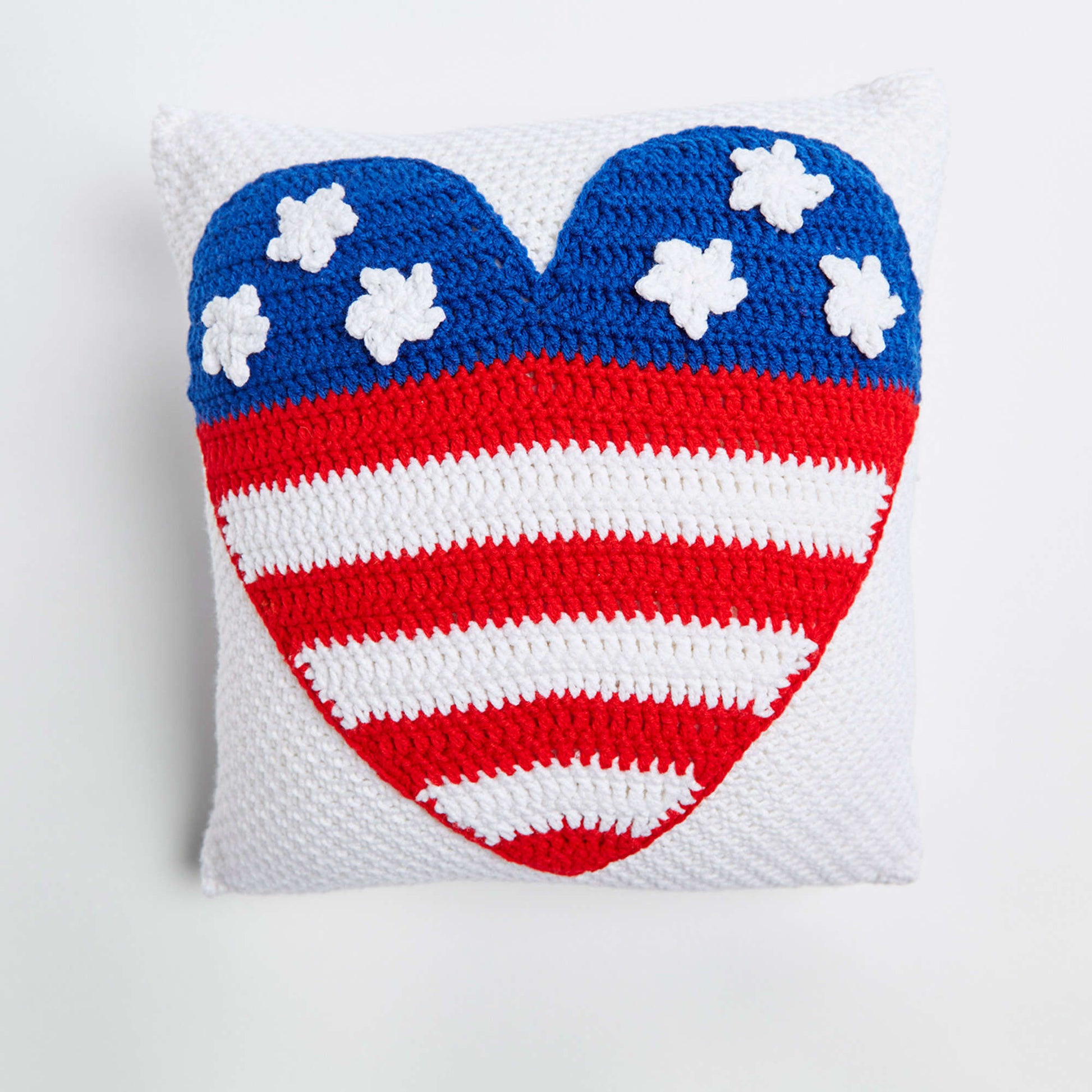 Free Red Heart Patriot Heart Pillow Crochet Pattern