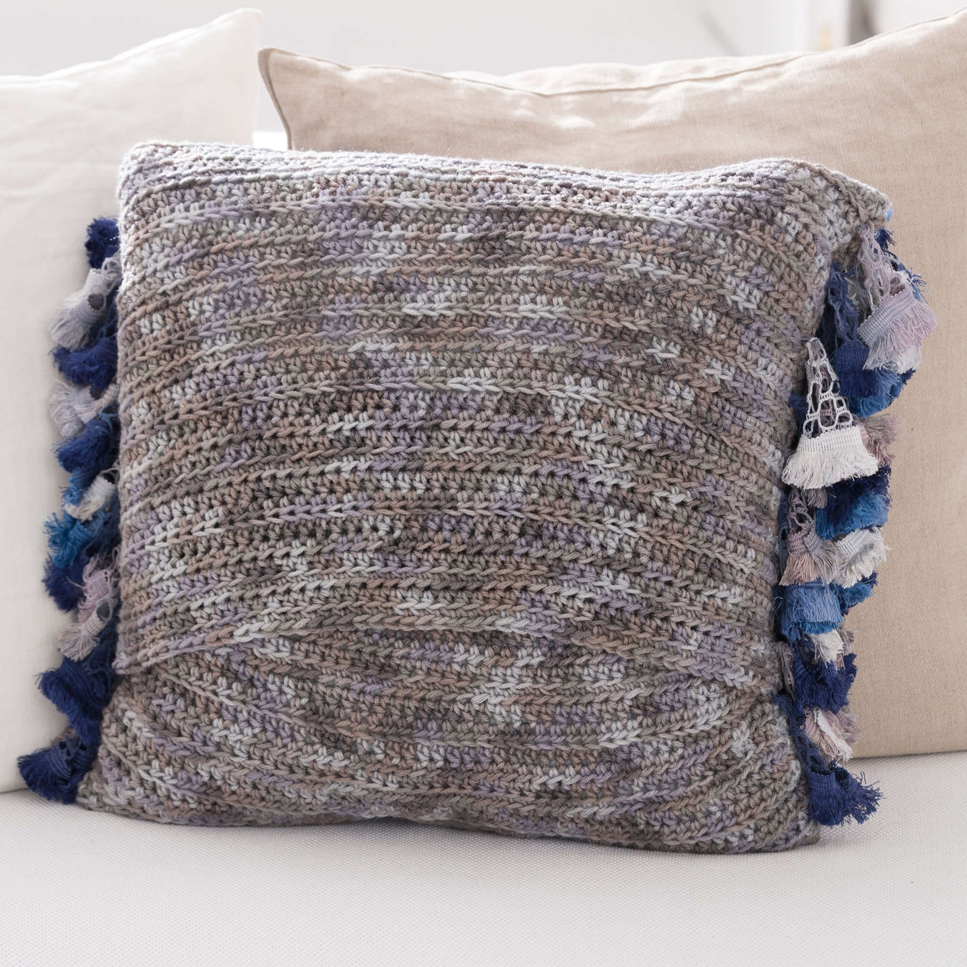 Free Red Heart Rows Of Ruffles Pillow Crochet Pattern